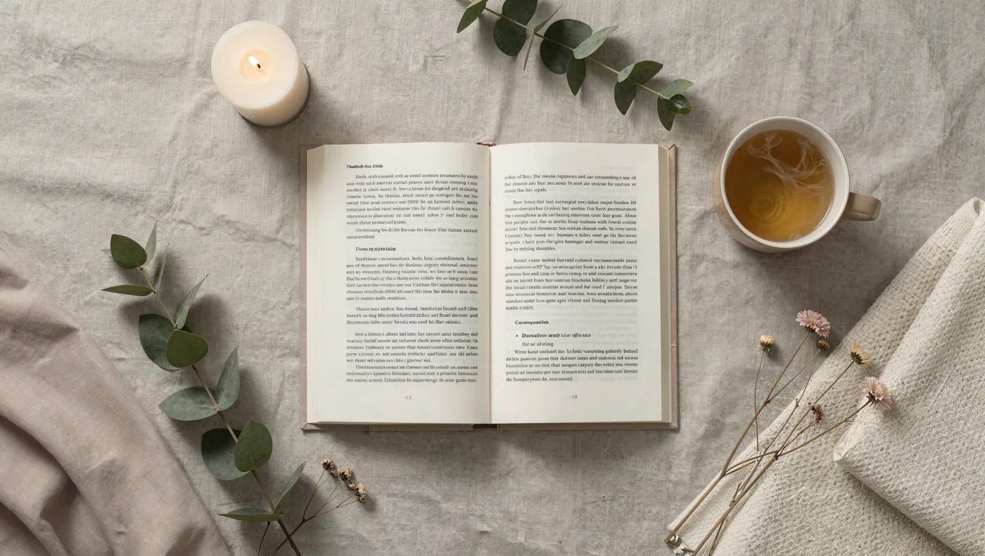 Un moment calme pour soi : un livre, une tisane et de quoi écrire